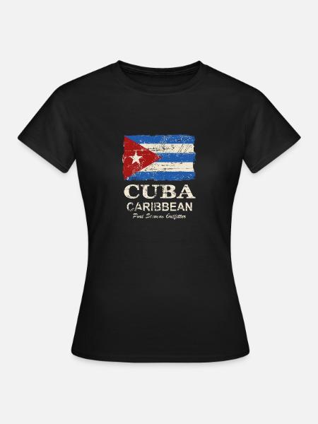 Cuba Flag - Vintage Look - Frauen T-Shirt - Schwarz