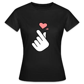 K-Pop Hand Symbol with Heart - Women's T-Shirt - black - Front - AI Model Female 172 dark (172cm)