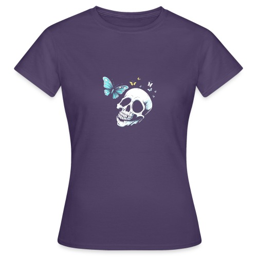 Totenkopf mit Schmetterling - Frauen T-Shirt