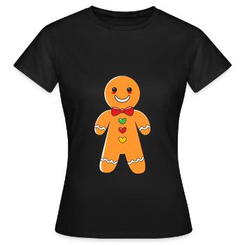bonhomme en pain d’épice Coeur en pain d’épice Snacking en pain d’épice - T-shirt Femme - noir - Devant - AI Model Female 172 dark (172cm)