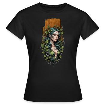Enchantement du lierre : l’étreinte de la nature - T-shirt Femme - noir - Devant - AI Model Female 172 dark (172cm)