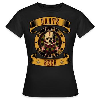 Darts & Beer Play Hard Bier Dart Dartspieler Sport - Frauen T-Shirt - Schwarz - Vorne - AI Model Female 172 dark (172cm)
