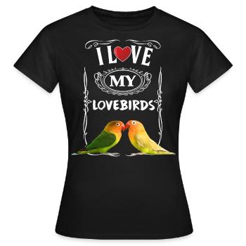 J’aime mes tourtereaux Agapornis Tshirt - T-shirt Femme - noir - Devant - AI Model Female 172 dark (172cm)