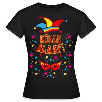 10 KÖLLE ALAAF Karneval Hut Karnevalshut Maske - Frauen T-Shirt - Schwarz - Vorne - AI Model Female 172 dark (172cm)