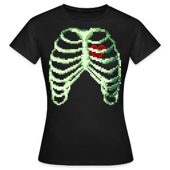 8bit Heart - Frauen T-Shirt - Schwarz - Vorne - AI Model Female 172 dark (172cm)