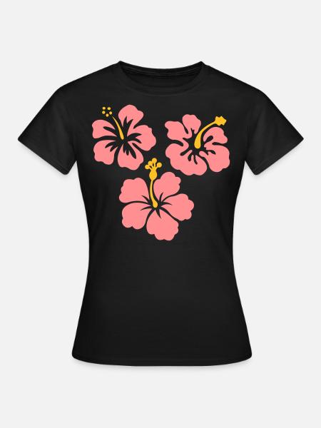 Trois fleurs d'hibiscus - T-shirt Femme - noir
