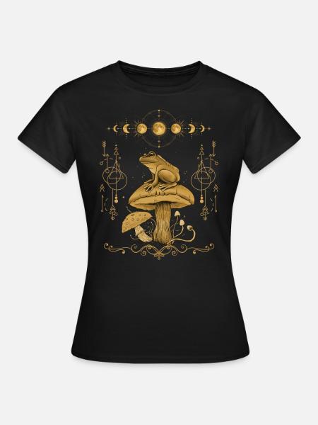 Dark Academia Cottagecore Goblincore Frosch - Dame-T-shirt - sort