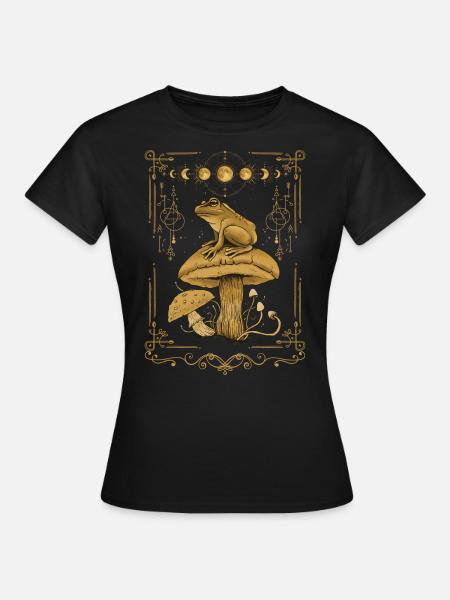 Cottagecore Dark Academia Goblincore Grenouille Champignon - T-shirt Femme - noir