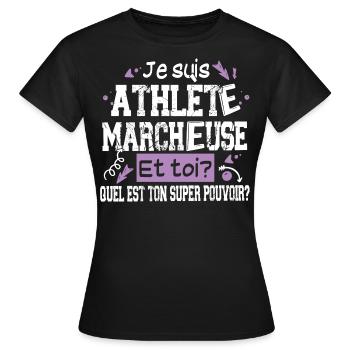 Athlète Marcheuse Randonnée Sport Cadeau Humour - T-shirt Femme - noir - Devant - AI Model Female 172 dark (172cm)
