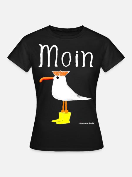 Moin Hafen Möwe ... Miesmuschelartwuermchen - Frauen T-Shirt - Schwarz