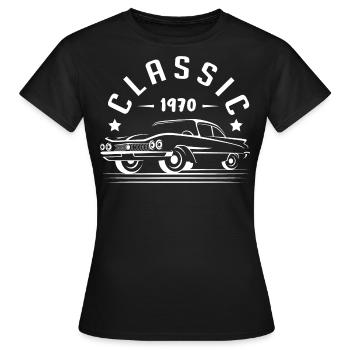 Klassisch 1970. - Frauen T-Shirt - Schwarz - Vorne - AI Model Female 172 dark (172cm)