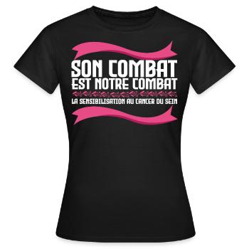 His fight is our fight - Cancer - Women's T-Shirt - black - Front - AI Model Female 172 dark (172cm)