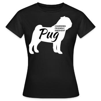 Mops Hund Herrchen - Frauen T-Shirt - Schwarz - Vorne - AI Model Female 172 dark (172cm)