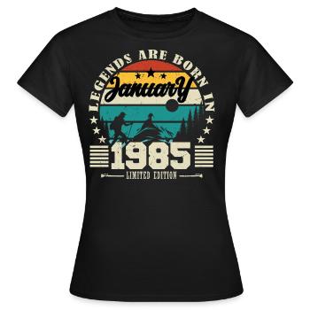 Januar 1985. Geburtstagsgeschenk Januar 1985. - Frauen T-Shirt - Schwarz - Vorne - AI Model Female 172 dark (172cm)