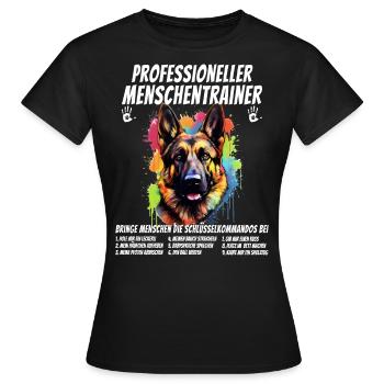 Professioneller Mnschentrainer Schäferhund Hund - Frauen T-Shirt - Schwarz - Vorne - AI Model Female 172 dark (172cm)