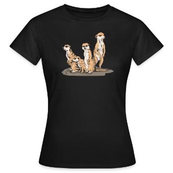 Erdmännchen Süße Tierkinder Zoo Tierliebhaber - Frauen T-Shirt - Schwarz - Vorne - AI Model Female 172 dark (172cm)