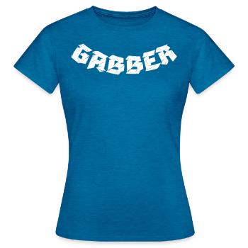 Gabber Hardcore Techno Rave - T-shirt Femme - bleu saphir antique chiné - Devant - AI Model Female 172 dark (172cm)
