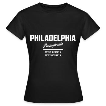 Koordinaten Von Philadelphia Pennsylvania - Frauen T-Shirt - Schwarz - Vorne - AI Model Female 172 dark (172cm)