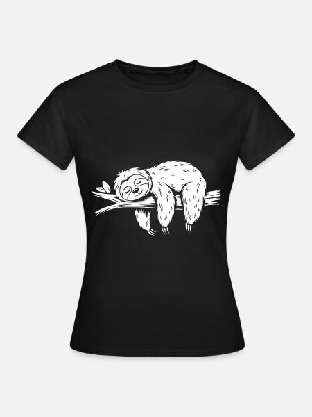 Süßes schläfriges Faultier - Frauen T-Shirt - Schwarz
