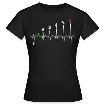 1N23456 Changement de vitesse moto - Adrénaline - Pouls - T-shirt Femme - noir - Devant - AI Model Female 172 dark (172cm)
