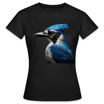 Blue Jay - Blauhäher - Frauen T-Shirt - Schwarz - Vorne - AI Model Female 172 dark (172cm)