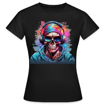 Totenkopf Cartoon - Frauen T-Shirt - Schwarz - Vorne - AI Model Female 172 dark (172cm)
