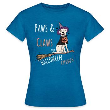 HALLOWEEN - Paws & Claws for Applause - Frauen T-Shirt - Antikblaues Saphir meliert - Vorne - AI Model Female 172 dark (172cm)