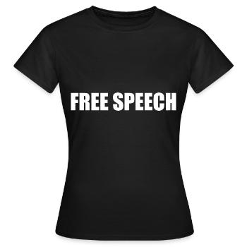 Free Speech Shirt and Sticker Freedom Peace - Women's T-Shirt - black - Front - AI Model Female 172 dark (172cm)