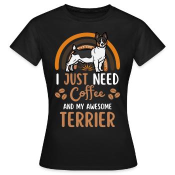 Teddy Roosevelt Terrier Kaffee Hund Cafe Kawaii - Frauen T-Shirt - Schwarz - Vorne - AI Model Female 172 dark (172cm)