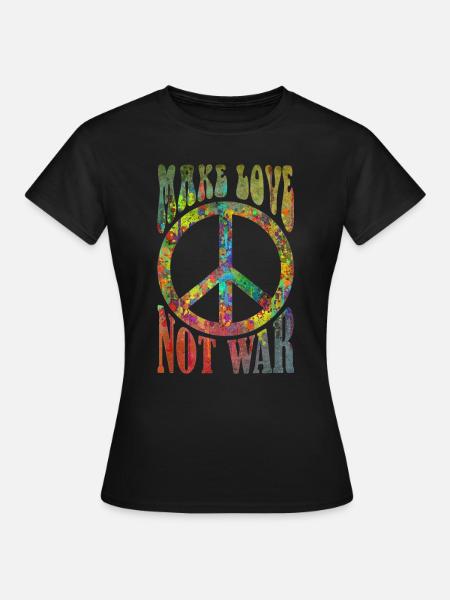 MAKE LOVE - NOT WAR - Frauen T-Shirt - Schwarz