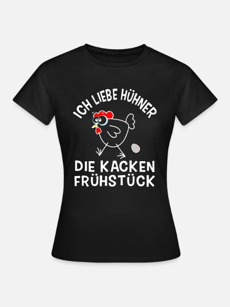 Funny Chicken Bauern Huhn Henne Hahn Hühner Shirt - Frauen T-Shirt - Schwarz