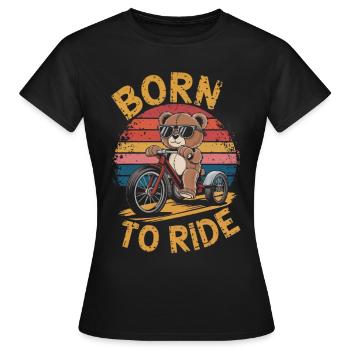 Teddybär mit Sonnenbrille auf Dreirad Vintage - Frauen T-Shirt - Schwarz - Vorne - AI Model Female 172 dark (172cm)