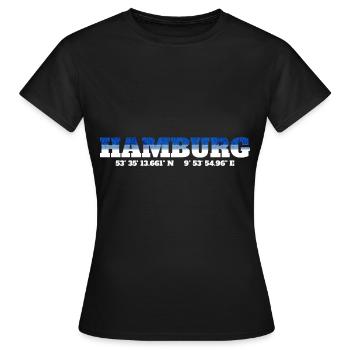 Hamburger Koordinaten Hamburg - Frauen T-Shirt - Schwarz - Vorne - AI Model Female 172 dark (172cm)