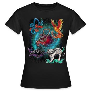 5 sacred animals - Women's T-Shirt - black - Front - AI Model Female 172 dark (172cm)