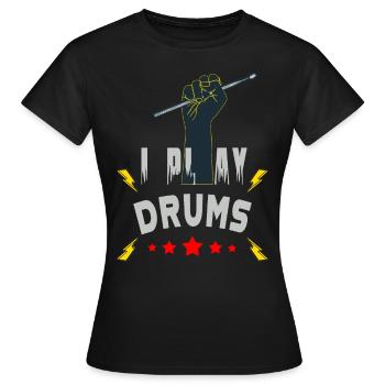 Je joue de la batterie - T-shirt Femme - noir - Devant - AI Model Female 172 dark (172cm)