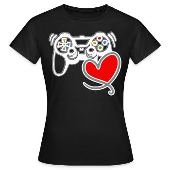 Spielkonsole Gamer Valentinstag Geschenk - Frauen T-Shirt - Schwarz - Vorne - AI Model Female 172 dark (172cm)