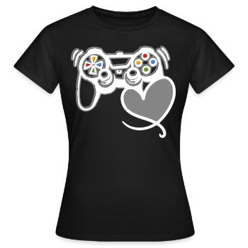 Spielkonsole Gamer Valentinstag Geschenk - Frauen T-Shirt - Schwarz - Vorne - AI Model Female 172 dark (172cm)
