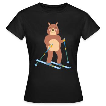 Faire du ski sur glace mignonne idée cadeau sport hiver - T-shirt Femme - noir - Devant - AI Model Female 172 dark (172cm)