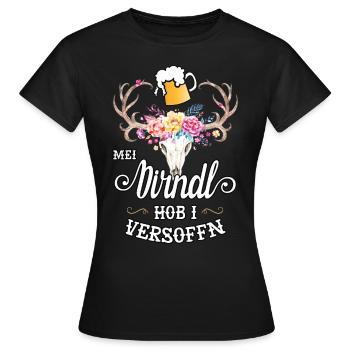 Mei Dirndl hob i versoffn Ersatz Tracht Hirsch - Frauen T-Shirt - Schwarz - Vorne - AI Model Female 172 dark (172cm)