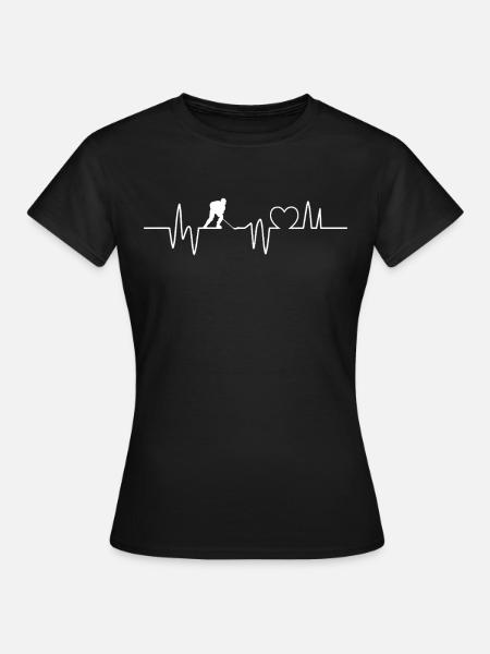 Eishockey Heartbeat Hockeyspieler - Frauen T-Shirt - Schwarz