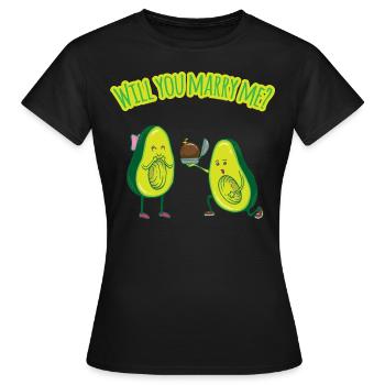 Avocado marriage proposal - marriage proposal - Women's T-Shirt - black - Front - AI Model Female 172 dark (172cm)