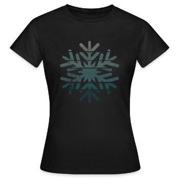 FLOCON DE NEIGE Bleu, Style vintage, Grille de anneaux - T-shirt Femme - noir - Devant - AI Model Female 172 dark (172cm)