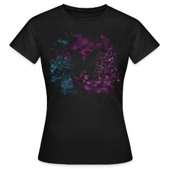 PAPILLON coloré, Retro Design, Grille à points - T-shirt Femme - noir - Devant - AI Model Female 172 dark (172cm)