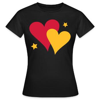 Zwei Herzen - Frauen T-Shirt - Schwarz - Vorne - AI Model Female 172 dark (172cm)