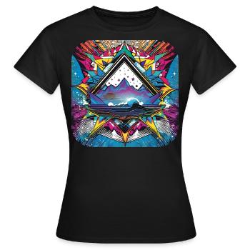 Motif psychédélique II - T-shirt Femme - noir - Devant - AI Model Female 172 dark (172cm)