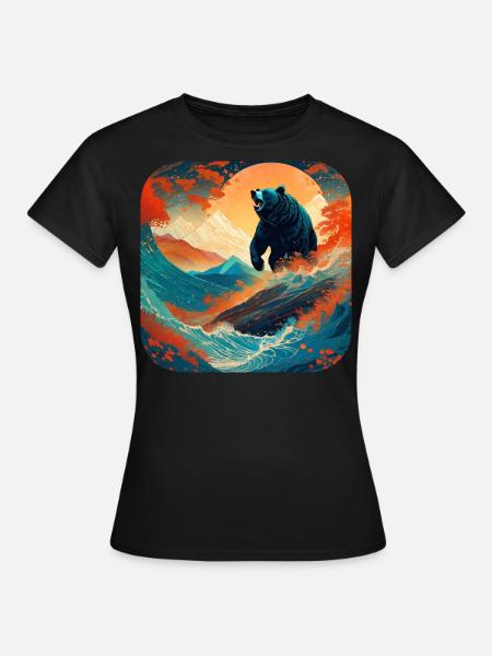 Fier ours dans un style rétro - T-shirt Femme - noir