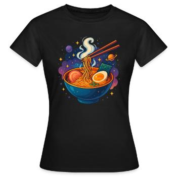 Kosmische Ramen Schüssel Illustration - Frauen T-Shirt - Schwarz - Vorne - AI Model Female 172 dark (172cm)