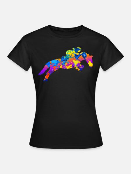 Springreiten Reiten Pferd Sprungreiten Geschenk - Frauen T-Shirt - Schwarz