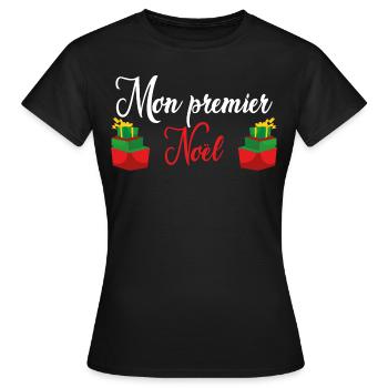 Mon Premier Noel - T-shirt Femme - noir - Devant - AI Model Female 172 dark (172cm)