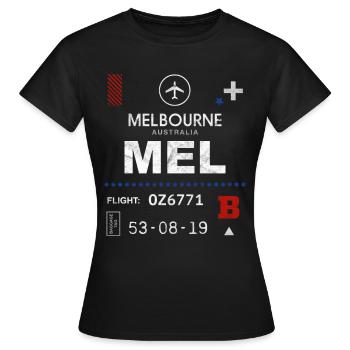 Etikett des Flughafens Melbourne - Frauen T-Shirt - Schwarz - Vorne - AI Model Female 172 dark (172cm)